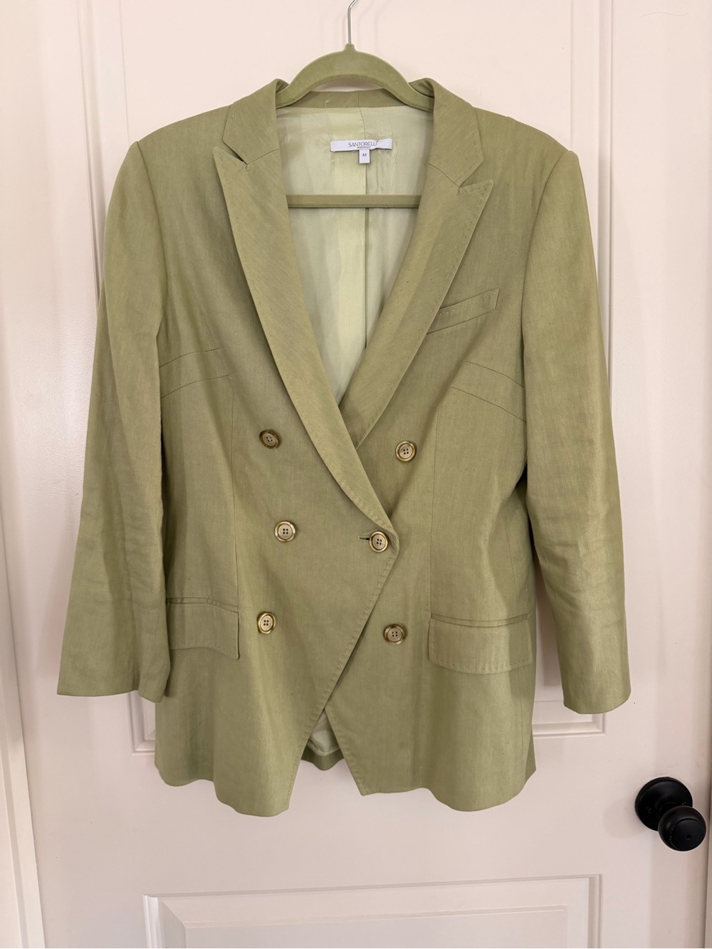 Santorelli Sage Green Double-Breasted Blazer
